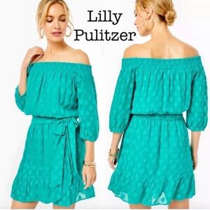 Lilly Pulitzer Turquoise Off-Shoulder Women’s Dress